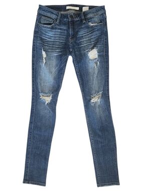 Distressed Mid-Blue Women's Skinny Jeans